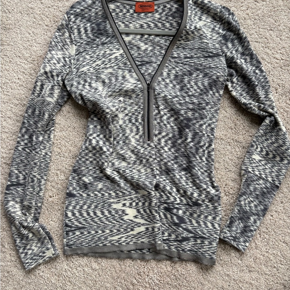 Missoni Gray and White Knit Sweater